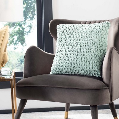 Lensa Braided Mint Green Cotton Square Decorative Pillow, 19" x 19"