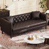 81"Leather Couch,Handmade Button Tufted 3 Seater Sofa, Chesterfield Sofa with Deep Seat and 2 Pillows,Leather Sofa for Living Room Apartment,Office - 2 of 4