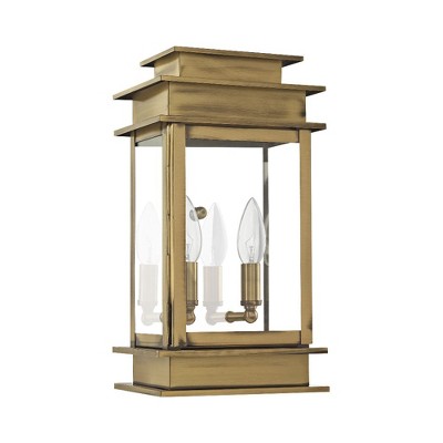 Princeton Antique Brass 2-Light Outdoor Wall Lantern with Clear Glass