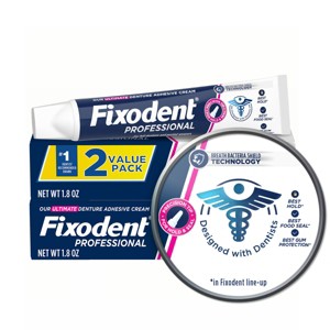Fixodent Professional Ultimate Denture Adhesive Cream for Full and Partial Dentures, 1.8 oz, 2 Pack - 1 of 4