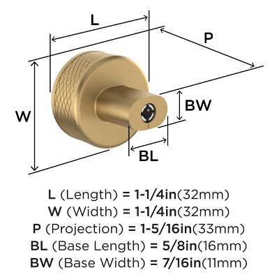 Champagne Bronze Round Knurled Cabinet Knob, 1-1/4 inch Diameter