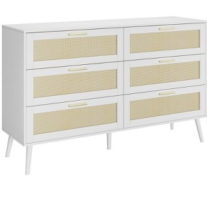 NicBex 47.20"L Gold Handles Rattan Dresser for Bedroom with 6 Drawers - 1 of 4