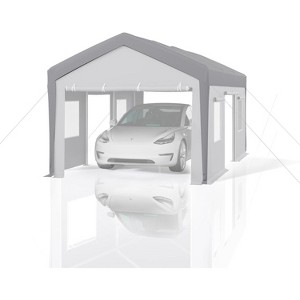 Carport Replacement Canopy Cover - Waterproof, UV-Resistant & Wind-Resistant 220G PE Fabric - Gray (Cover ONLY, Frame NOT Included) - 1 of 4