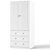 COZONY Armoire Wardrobe with 3 Drawers & 2 Doors, Modern Wooden Closet Cabinet for Bedroom, Heavy Duty White Standing Armoire - 3 of 4