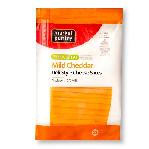 Reduced Fat Deli Sliced Mild Cheddar Cheese 12ct Market Pantry