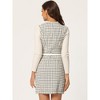 Allegra K Women's Sleeveless Button Elegant Vintage A-Line Round Neck Plaid Dress - 4 of 4