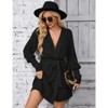 YesFashion Women's Fall Tie Waist Sweater Dress Elegant V Neck Wrap Sweater Dress Long Sleeve Knit Mini Sweater Dress - 4 of 4
