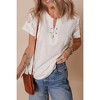 Amaryllis Women’s Lace Sleeve Ribbed Knit Top Lace-Up Neckline Casual Relaxed Fit Lightweight Versatile - 4 of 4