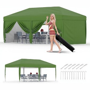 10'x10' Pop Up Canopy Tent, Waterproof Outdoor Canopy, Roller Bag, 4 x Sandbags, 4 x Stakes - 1 of 4
