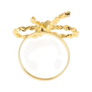 Unique Bargains Napkin Rings Bow Stainless Steel Gold Tone 1 Pc - 1 of 3