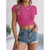 Coolmee Womens Cap Sleeve Crop Tops Summer Crew Neck Lightweight Knit Sweater Tank Tops - 3 of 4