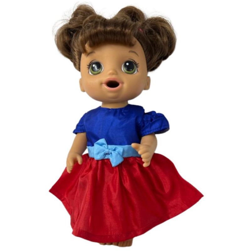 Doll Clothes Superstore Red Blue Dress Fits 12 Inch Baby Alive And Little Baby Dolls, 2 of 5