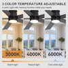 Airsurfer 52" Ceiling Fan with 3 Colors Led Light,Matte Black Ceiling Fan with 5 Plywood Blades,Memory Function,6 Speeds Motor,Remote Control Included - 3 of 4