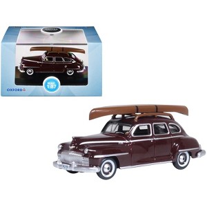1946 DeSoto Suburban with Roof Rack and Canoe Royal Maroon 1/87 (HO) Scale Diecast Model Car by Oxford Diecast - 1 of 4