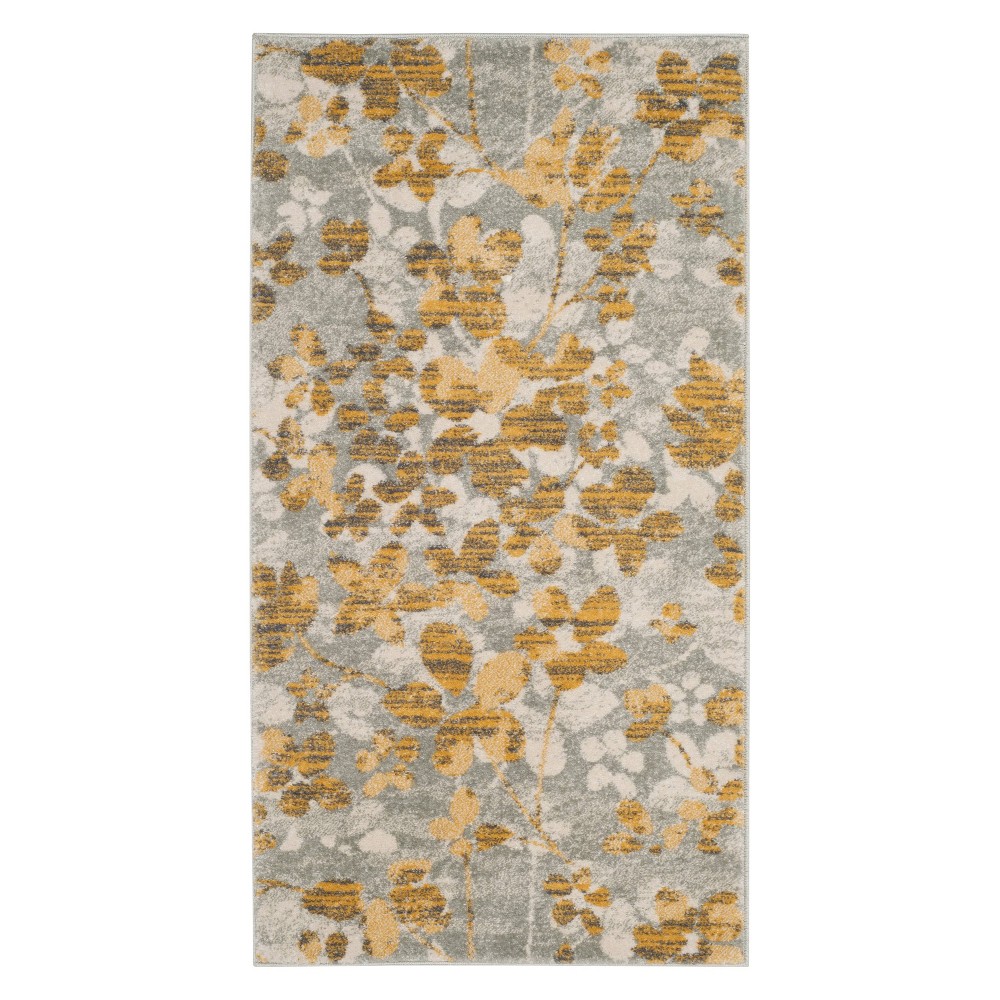  Floral Accent Rug Gray/Gold