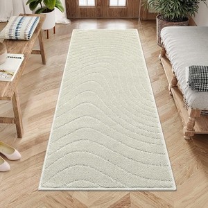 Runner Rug – Shaggy, Soft, Non-Slip, Non-Shedding Indoor Hallway Runner, Accent Rug with Modern Wave Pattern for Bedroom, Nursery - 1 of 4