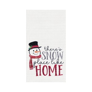 C&F Home 27" x 18" Christmas Winter "There's Snow Place Like Home" Sentiment with Snowman Cotton Waffle Weave Kitchen Dish Towel - 1 of 4