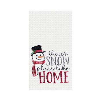 C&F Home 27" x 18" Christmas Winter "There's Snow Place Like Home" Sentiment with Snowman Cotton Waffle Weave Kitchen Dish Towel