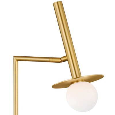 Burnished Brass Adjustable Desk Lamp with Milk White Glass Shade