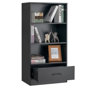 4-Tier Storage Bookcase with Open Shelves Drawer and Anti-toppling Device - 1 of 4
