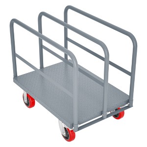 Cesicia 36 x 24" Steel Panel Truck, Lumber Cart, Platform Truck with 6" Swivel Brake Casters, 3 Side Handrails, capacity 2000 lbs - 1 of 4