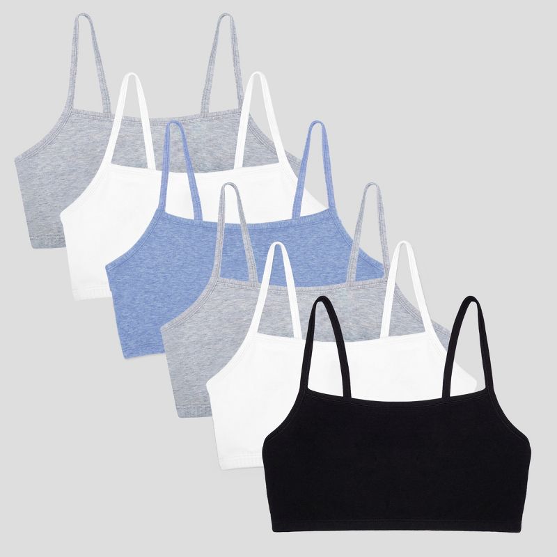 Fruit of the Loom Women's Spaghetti Strap Cotton Sports Bra 6-Pack, 1 of 13