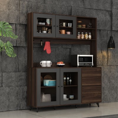 FUFU&GAGA Brown Kitchen Cabinet Cupboard Buffets Sideboards Storage Cabinet