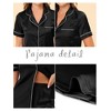 cheibear Women's Silky Satin Button Down Shirt with Shorts Sleepwear Pajama Sets - 4 of 4