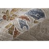 Ivory Blue and Gold Floral Power Loom Worn Faded Area Rug With Fringe - 4 of 4