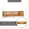 Vynxaria Patio Minimalist Twin Size Garden Swing Bed Wood Porch Swing with Ropes for Backyard, Safe Sloped Design, Teak - 3 of 4