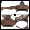TALOYA 52 inch Matte Black Integrated LED Indoor Flush Mount Ceiling Fan with Light and Remote (3-Blade),Woodgrain Blades - 3 of 4