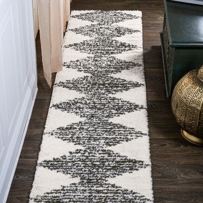 Striped Shaggy Long Rugs for Bathroom Cozy Shag Collection Taupe