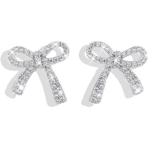 Bow Earrings for Women Trendy Sparkly Rhinestone Chain Tassel Earrings Bow Pearl Dangle Earrings Prom Wedding Party Dress Jewerly Gifts - 1 of 4