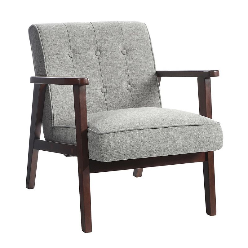 SONGMICS Accent Leisure Chair Mid-Century Modern Arm Chair with Solid Wood Armrests and Legs 1-Seat Cushioned Sofa, 1 of 8