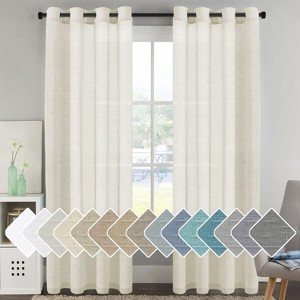 Natural Linen Blended Semi-Sheer Curtains Privacy Assured with Nickel Grommet for Living Room - 1 of 4