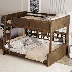 YOOCOZZ Full XL over Queen Bunk Bed with Storage Cabinets and USB Ports - 1 of 4