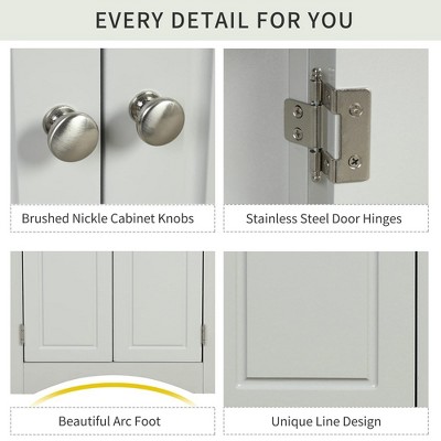 Gray MDF Corner Cabinet with Adjustable Shelves