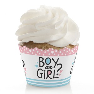 Big Dot of Happiness Baby Gender Reveal - Team Boy or Girl Party Decorations - Party Cupcake Wrappers - Set of 12 - 1 of 4
