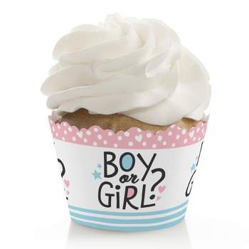 Big Dot of Happiness Baby Gender Reveal - Team Boy or Girl Party Decorations - Party Cupcake Wrappers - Set of 12