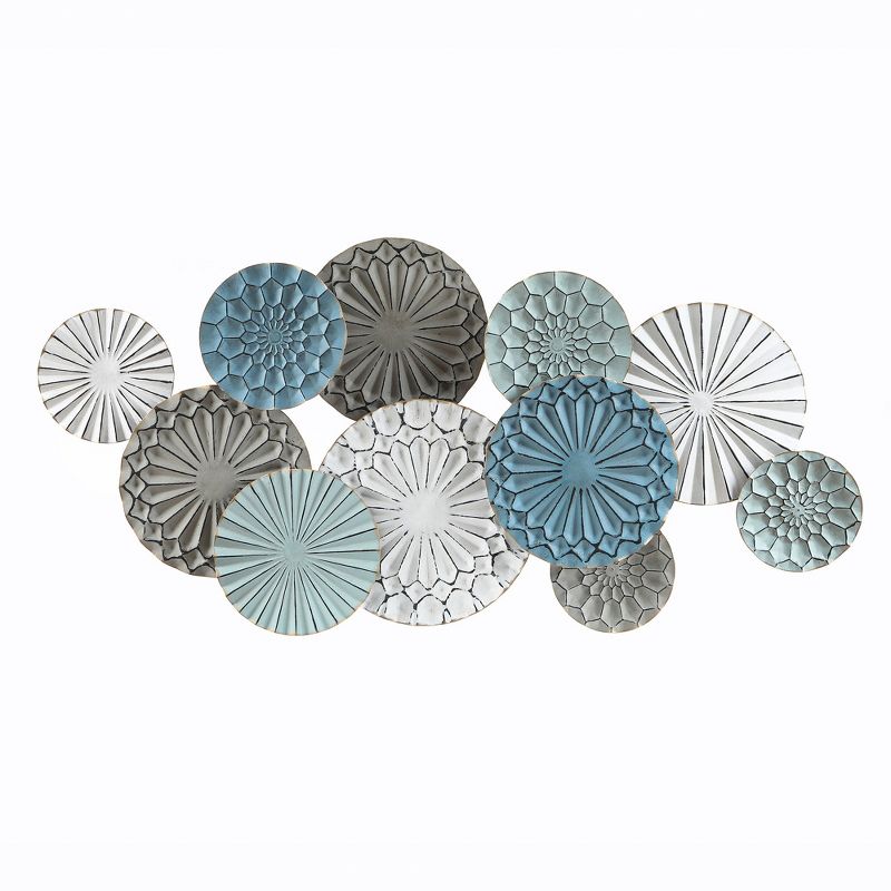 LuxenHome Multi-Color Metal Floral Layered Plates Wall Decor Multicolored, 2 of 10