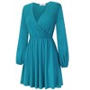 Womens Dress Surplice Dress V Neck Dress Smocked Waist Dress Casual Mini Dress Peplum Wasit Dress - 3 of 4