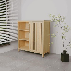 Resenkos Large-capacity single-door storage shelves in living rooms, Bathrooms and other life scenes Brown - 1 of 4
