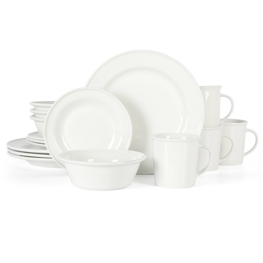 Photos - Glass Martha Stewart Cliffield 16pc Porcelain Dinnerware Set White 