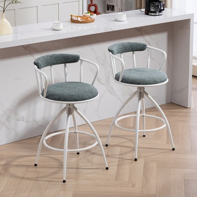 DSVIMOY Counter and Bar Stool Set of 2 Modern Swivel Stools with Fabric Seat and Metal Frame for Kitchen and Dining, Blue, 26.77"*20.87"*12.6"