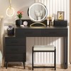 Aheaplus Makeup Vanity Set with Stool and LED Mirror, Modern Makeup Table Vanity Desk with 6 Storage Drawers - 3 of 4