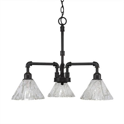 Toltec Lighting Vintage 3 - Light Chandelier in  Dark Granite with 7" Italian Ice Shade