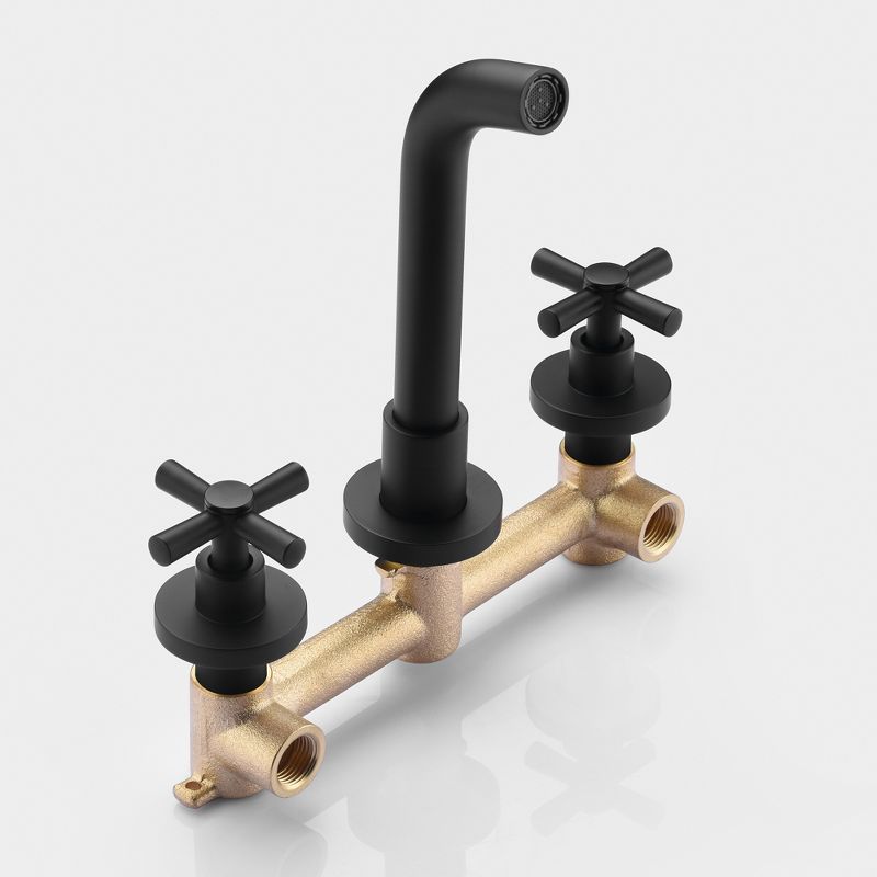 Sumerain Matte Black Bathroom Faucet, Wall Mount Bathroom Sink Faucets with Brass Rough-in Valve, 5 of 8