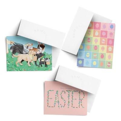 Easter Assorted Greeting Card Pack (3ct) "Easter Dogs, Rainbow Easter Eggs, Pink Easter" by Ramus & Co