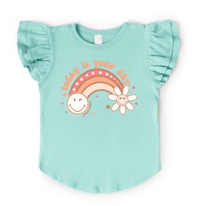 SmileyWorld Today Is Your Day Rainbow Flutter Sleeve Tee  - Flutter Sleeve Tee - 1 of 4