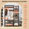 Tangkula Hall Tree with Storage Bench 5-in-1 Freestanding Coat Rack w/ 9 Hooks 5 Side Shelves 2 Mesh Shoe shelves - 4 of 4